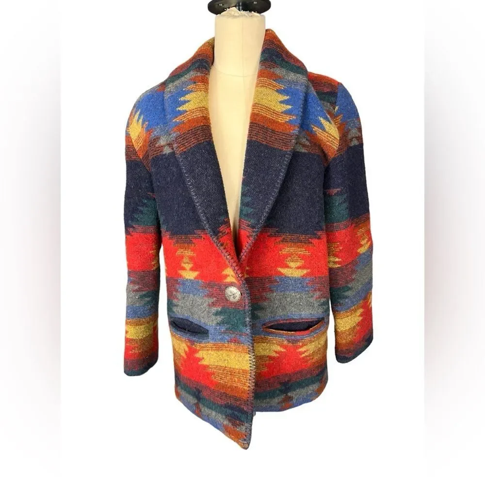 Rhonda Stark vintage southwestern wool coat size small - Picture 1 of 5